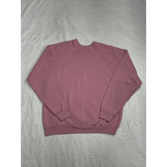 Vintage 90s Tultex Blank Soft Pink Crewneck Sweatshirt Size Large USA Made - Picture 1 of 10